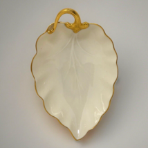 VTG Lenox Woodleaf Candy Dish Ivory w/24K Gold Leaf Shaped Elegant Class... - $19.99