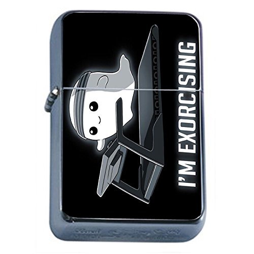 Exercise Pun Flip Top Oil Lighter Em1 Smoking Cigarette Silver Case Incl... - $8.95