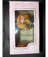 1997 HOLIDAY BARBIE DECOUPAGE ORNAMENT WITH STAND NEW - $47.50