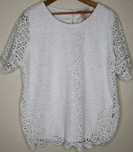 Philosophy Top Womens size XL White Lace Short Sleeve Cottagecore Geomet... - $15.88