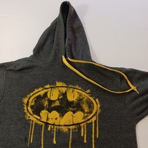 Batman Men's Gray & Yellow Graphic Drawstring Hoodie Pullove Sweatshirt Size L image 6