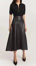 Stylish Long Black Leather Skirt Handmade Lambskin Real Party Wear Skirt - £85.50 GBP+