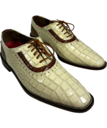 Stacy Adams Riccardi 25575-114 men&#39;s 9M ivory/tan croc print cow leather... - $58.23 CAD