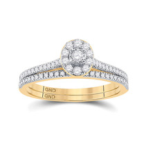 10kt Yellow Gold Round Diamond Oval Bridal Wedding Ring Band Set 1/3 Ctw - £410.10 GBP