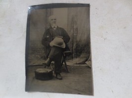 Vintage Tintype Older Man with Hat 2 3/8 x 3 1/2&quot; Photo - £7.60 GBP