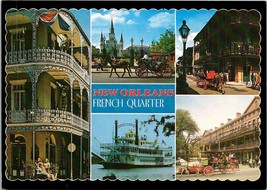New Orleans Louisiana French Quarter Horse Carriage Riverboat Vintage Postcard - £7.37 GBP