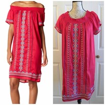 Romeo Juliet Women Large Pink Casual Shift Dress Off Shoulder Embroidered NWT  - £15.50 GBP
