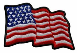 Waving USA American Flag Embroidered Patch [Iron on Sew on -4.0 X 3.0 inch - WF4 - £7.16 GBP