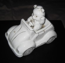 Vintage Novelty Bear Animal Driving Car Ceramic Porcelain Volkswagen Beetle - £19.97 GBP