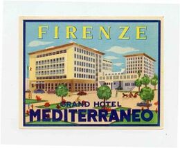 Gran Hotel Mediterranio Luggage Label Firenza Florence Italy - $9.90