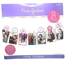 Amscan Happy Birthday Banner Photo Garland Pink Holds 14 Photos Pictures - £4.60 GBP