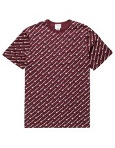 CHAMPION Heritage Spell Out  All-Over Logo Crew Neck Tee Shirt, Maroon Men&#39;s L - £11.43 GBP