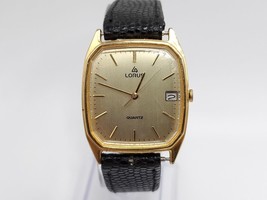 Lorus Watch Women New Battery Gold Tone Date Dial Black Leather Band 23mm - £17.69 GBP
