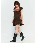 New Free People Day Glow Mini Dress Retail $128 BROWN Size XS