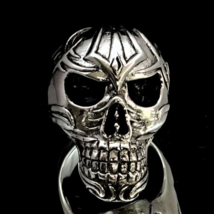 Sterling silver men&#39;s ring Nightmare Skull Hell Raiser high polished and antique - £79.93 GBP