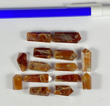 14 pcs lot of Hessonite garnet faceted crystals wands top quality pendants - $31.68