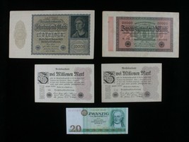 Deutschland Misc 5-Notes Set 1922-1923 Weimar Republik &amp; 1986 East (DDR) - $985.10 MXN