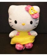Sanrio Hello Kitty Pink Yellow Dress Teddy Bow Plush Cat Stuffed Animal ... - $20.00