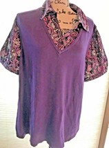 Women’s Fred David 22-24W Blouse Top Rayon Nylon Top Purple Black  SKU 0... - £5.25 GBP