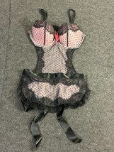 Victoria&#39;s Secret Black &amp; Pink Lace Sexy Little Things Maid Lingerie Size 36C - £15.52 GBP
