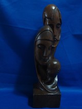  Religious Wood Sculpture, &quot;Holy Family&quot; Wood Turned Contemporary Sculpture - £9.57 GBP