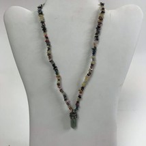 Vintage Necklace 70s Polished Stone Chips with pendant Boho hippy festival - $19.79