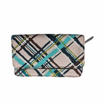 Thirty One Women&#39;s Sea Plaid Pattern Zip Around Wallet Blue Green Brown - $10.30