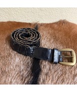 Black Leather Belt Mens 90s Y2K Retro Style Braided Plated - $278.00 MXN