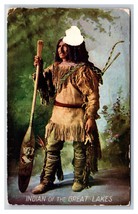 Typical Great Lakes Native American Indian Paddle 1909 DB Postcard R14 - £1.53 GBP