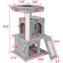 Great For Multiple Cats Scratcher Cat Tree 34&quot; Tower Play House Condo Pe... - $70.99
