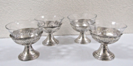 Sterling Silver and Etched Crystal Dessert Cups - 4 Pieces A.C. Sterling - £194.33 GBP