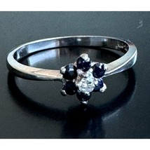 White Gold Diamond And Sapphire Ring Size 5.25 Sky - £190.40 GBP