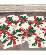 Vintage  Vera Cotton linen 8 Cocktail Napkins Christmas Holly + 2 tablec... - $52.19