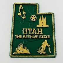 Vintage Utah The Beehive State Fridge Magnet Travel Souvenir Green Gold - £9.98 GBP