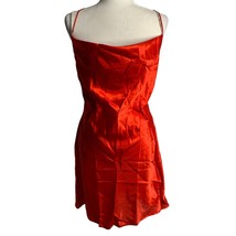 Wild Fable Satin Mini Slip Dress M Red Adjustable Straps Rhinestones Low Back - £17.40 GBP
