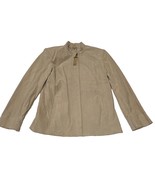 Nordstrom Caslon Taupe Suede Zip Leather Blazer Jacket Lined Small Read - $23.38