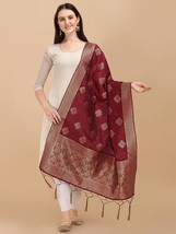 Women&#39;s scarf/Woven Banarasi Silk Zari Dupatta/Color-Maroon Free Shipping - £13.75 GBP