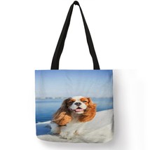 Charles Spaniel Dog Print Women Handbags Fashion Tote Shoulder Bags Large Capaci - £12.86 GBP
