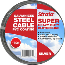 Strata 150 Feet Clothesline Outdoor Heavy Duty Galvanized Wire Steel Cable, Silv - £49.62 GBP