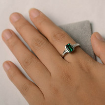 925 Sterling Silver 4.25 CT Emerald Solitaire Ring For Beloved - £41.96 GBP+