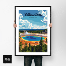 Yellowstone National Park Poster Grand Prismatic Spring Geyser Basin Montana Art - £16.12 GBP+