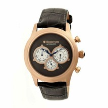 NEW Heritor HR3104 Mens Earnhardt Automatic Black Dial &amp; Leather Rose Gold Watch - £158.20 GBP