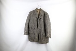 Vintage 50s Streetwear Mens XL Distressed Quilt Lined Wool Tweed Coat Jacket USA - £62.26 GBP