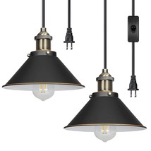 2 Pack Pendant Light Plug In, Farmhouse Hanging Light, Indoor Ceiling Light, 15F - £59.14 GBP