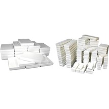 White Cotton Filled Jewelry Gift Boxes For Display Showcases Kit 125 Pcs - £53.99 GBP