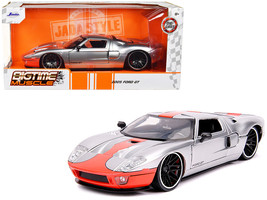 2005 Ford GT Silver w Orange Stripe Bigtime Muscle 1/24 Diecast Model Ca... - £29.95 GBP