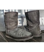 UGG Australia 5825 Black Classic Short Leather Upper Boot Women 7 - $51.32 CAD
