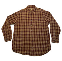 Duluth Trading Co Long Sleeve Button Down Plaid Flannel Mens Large Tall Red Tan  - £14.46 GBP
