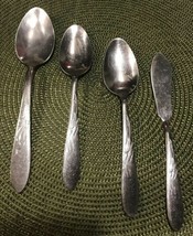 HBCo Heather Pattern Vtg Stainless 4 pc Mixed Lot 3 Spoons 1 a Srvr Butter Knife - $19.58