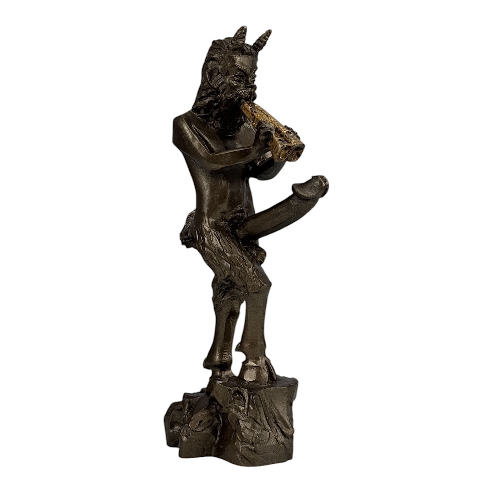 Pan Greek Nude God of Nature Faunus Phallus Statue Sculpture Bronze Color 7in Item image 7